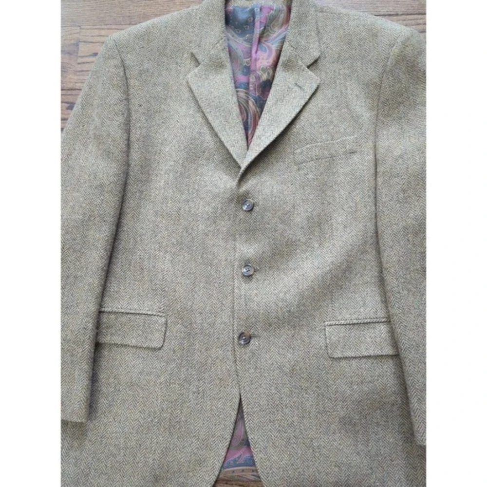Lauren Ralph Lauren Blazer 44R Brown Herringbone 100% Wool Canada Union Made '98